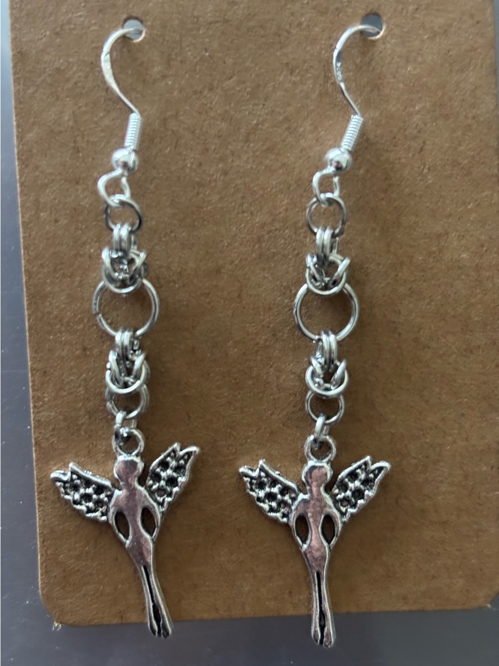 Handmade Silver Fairy Dangle Earrings - Women Jewelry